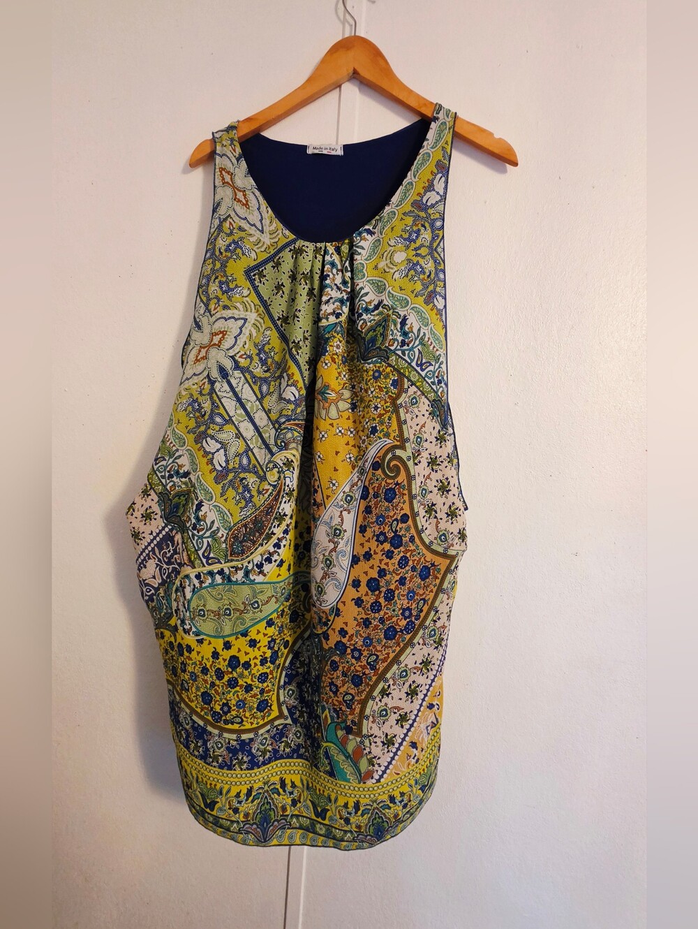 Sleeveless Paisley Midi Dress in Yellow and Green